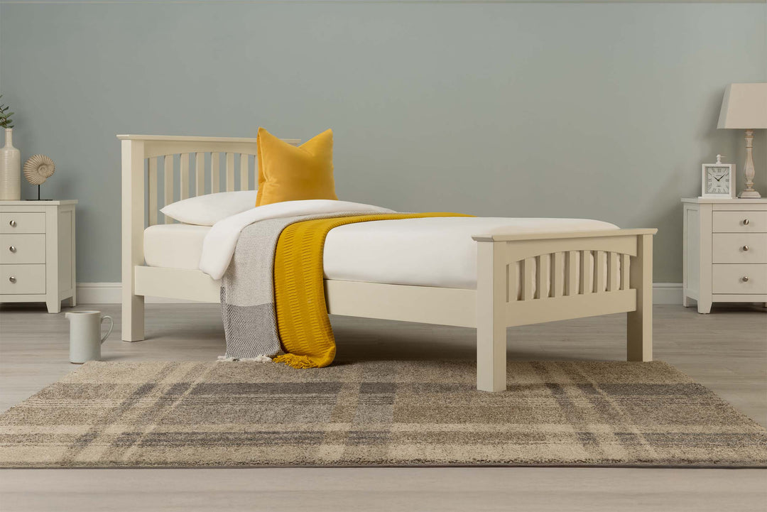 Boston Soft White Solid Wood Bed Frame - 3ft Single - The Oak Bed Store