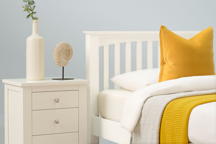 Boston Soft White Solid Wood Bed Frame - 3ft Single - The Oak Bed Store