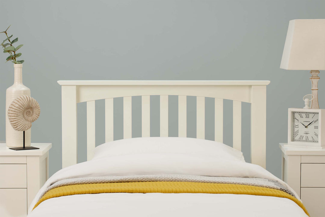 Boston Soft White Solid Wood Bed Frame - 3ft Single - The Oak Bed Store