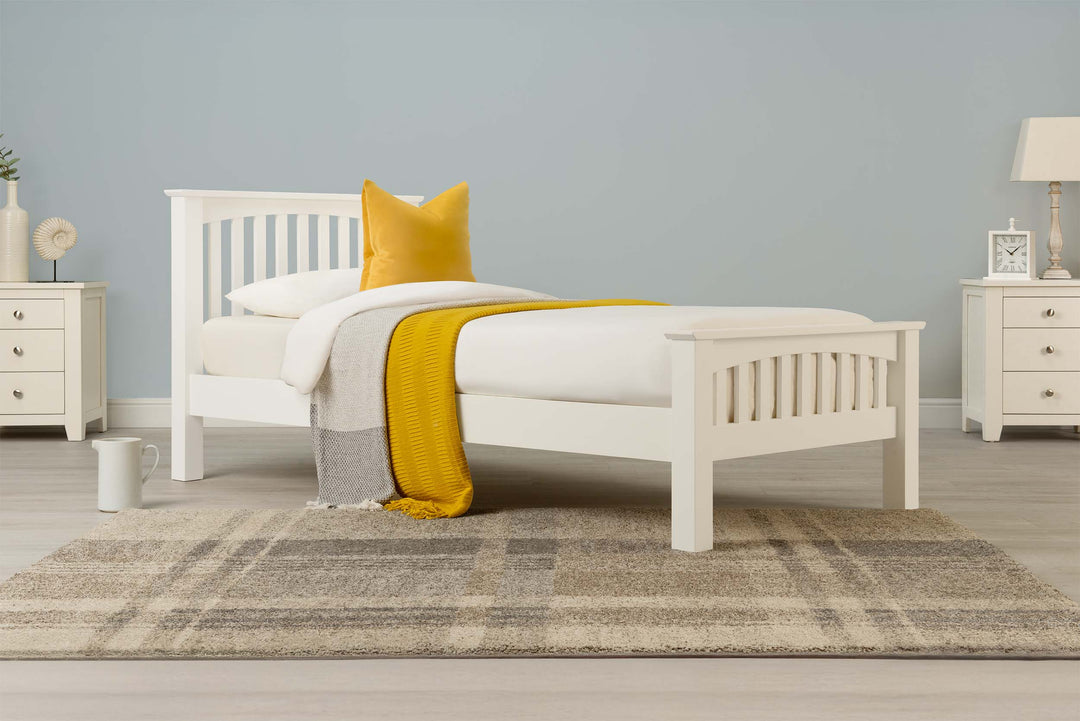 Boston Soft White Solid Wood Bed Frame - 3ft Single - The Oak Bed Store