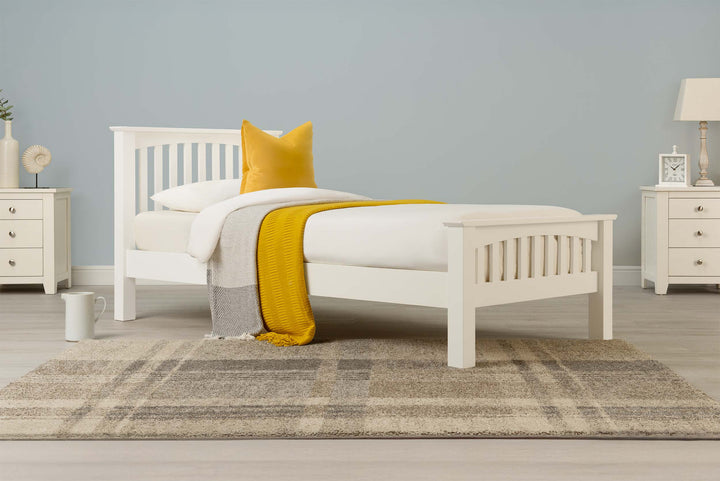 Boston Soft White Solid Wood Bed Frame - 3ft Single - The Oak Bed Store