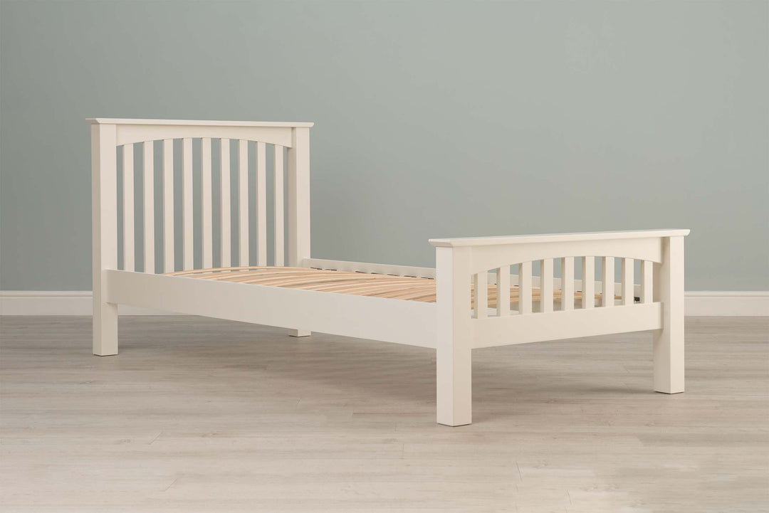 Boston Soft White Solid Wood Bed Frame - 3ft Single - The Oak Bed Store