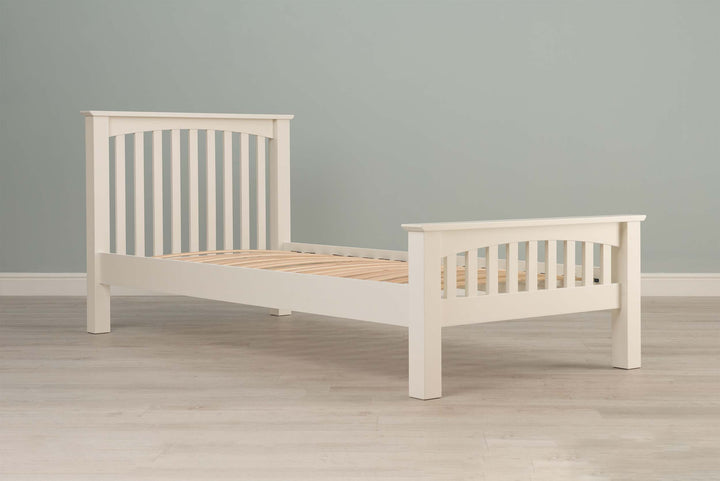 Boston Soft White Solid Wood Bed Frame - 3ft Single - The Oak Bed Store