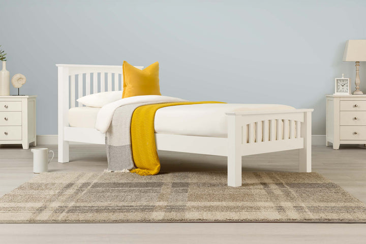 Boston Soft White Solid Wood Bed Frame - 3ft Single - The Oak Bed Store