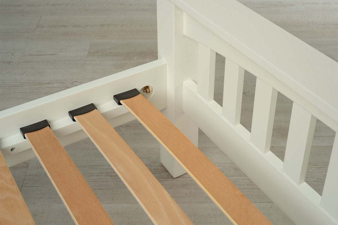 Boston Soft White Solid Wood Bed Frame - 3ft Single - The Oak Bed Store