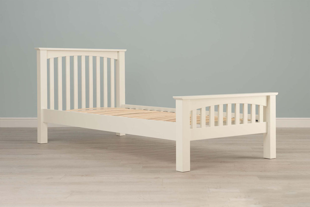 Boston Soft White Solid Wood Bed Frame - 3ft Single - The Oak Bed Store
