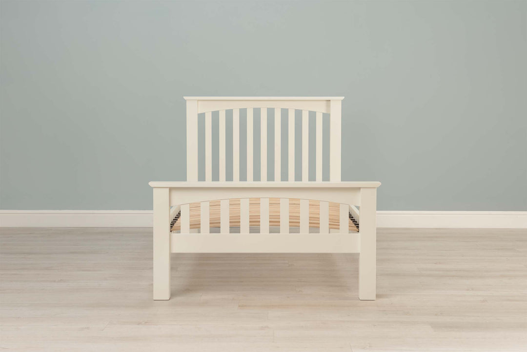 Boston Soft White Solid Wood Bed Frame - 3ft Single - The Oak Bed Store