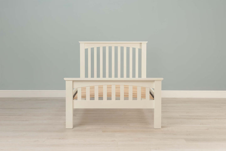 Boston Soft White Solid Wood Bed Frame - 3ft Single - The Oak Bed Store