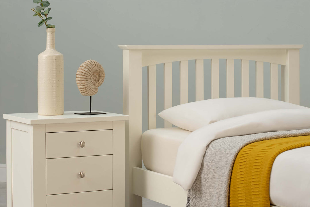 Boston Soft White Solid Wood Bed Frame - 3ft Single - The Oak Bed Store
