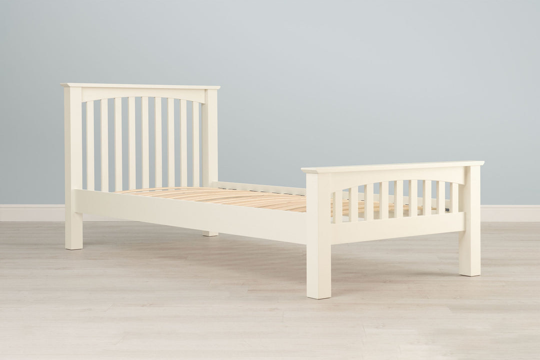 Boston Soft White Solid Wood Bed Frame - 3ft Single - The Oak Bed Store