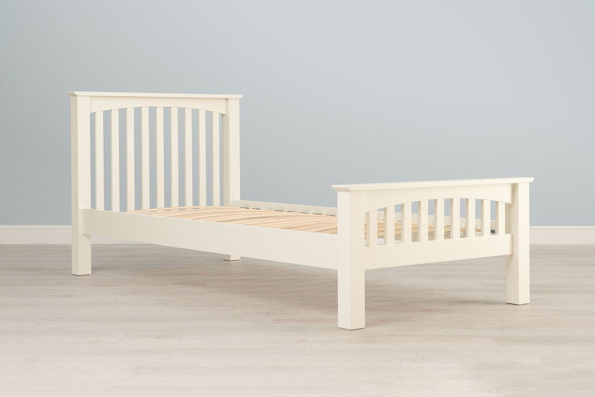 Boston Soft White Solid Wood Bed Frame - 3ft Single - The Oak Bed Store