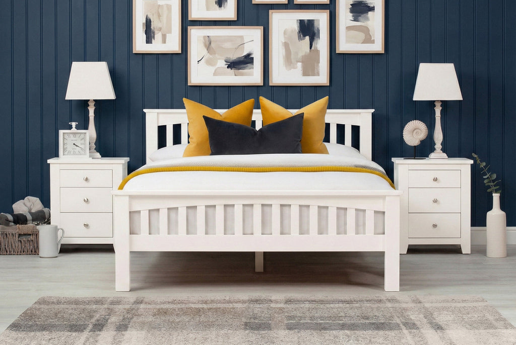 Boston Soft White Solid Wood Bed Frame - 4ft Small Double - The Oak Bed Store
