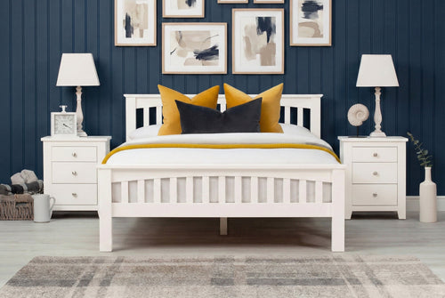 Boston Soft White Solid Wood Bed Frame - 4ft Small Double - The Oak Bed Store