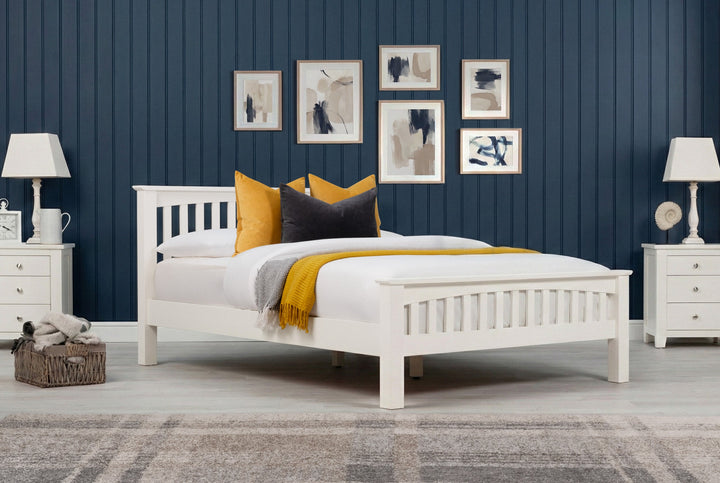 Boston Soft White Solid Wood Bed Frame - 4ft Small Double - The Oak Bed Store