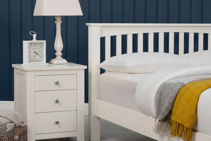 Boston Soft White Solid Wood Bed Frame - 5ft King Size - The Oak Bed Store