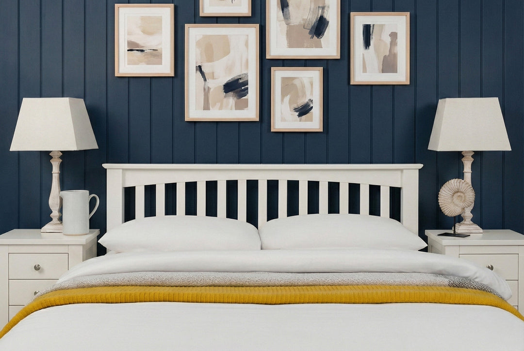 Boston Soft White Solid Wood Bed Frame - 5ft King Size - The Oak Bed Store