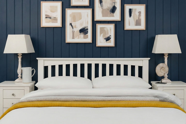 Boston Soft White Solid Wood Bed Frame - 5ft King Size - The Oak Bed Store