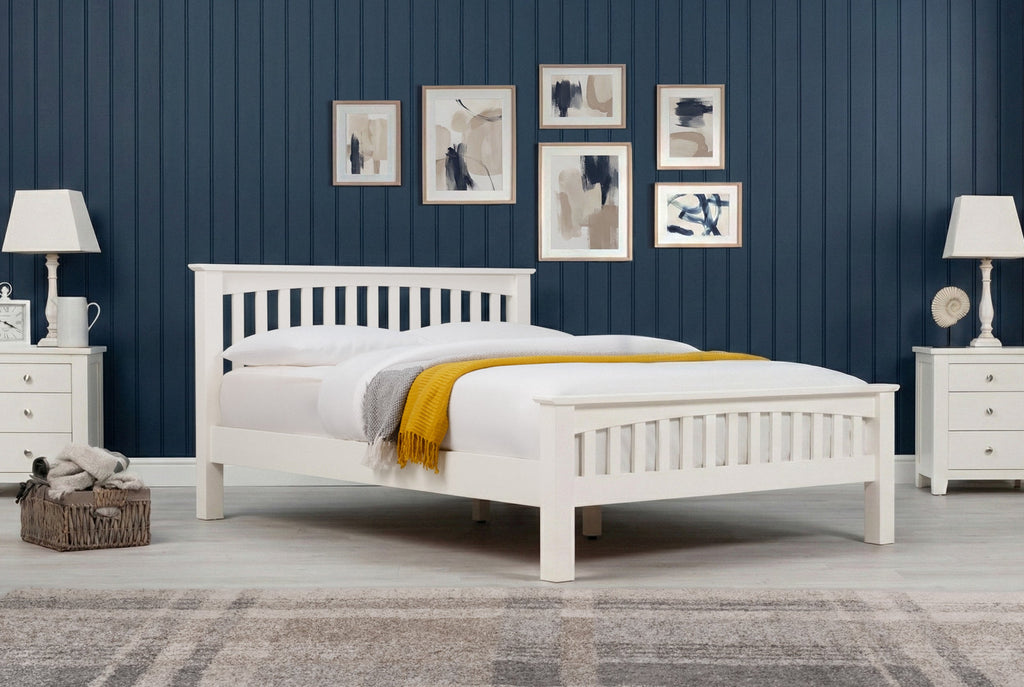 Boston Soft White Solid Wood Bed Frame - 6ft Super King - The Oak Bed Store