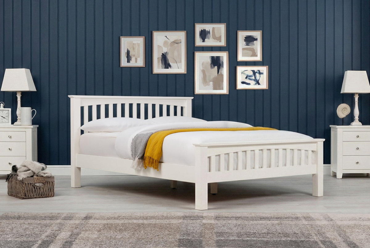 Boston Soft White Solid Wood Bed Frame - 6ft Super King - The Oak Bed Store