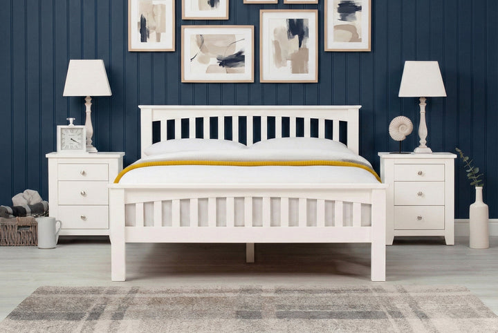 Boston Soft White Solid Wood Bed Frame - 6ft Super King - The Oak Bed Store