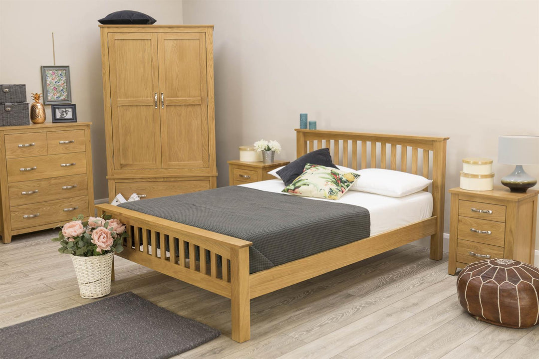 Boston Solid Natural Oak 1 Drawer Double Wardrobe - B GRADE - The Oak Bed Store