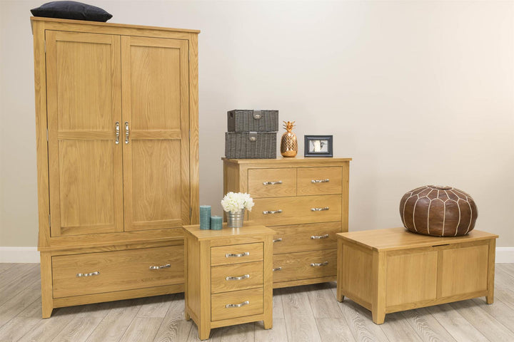 Boston Solid Natural Oak 1 Drawer Double Wardrobe - B GRADE - The Oak Bed Store