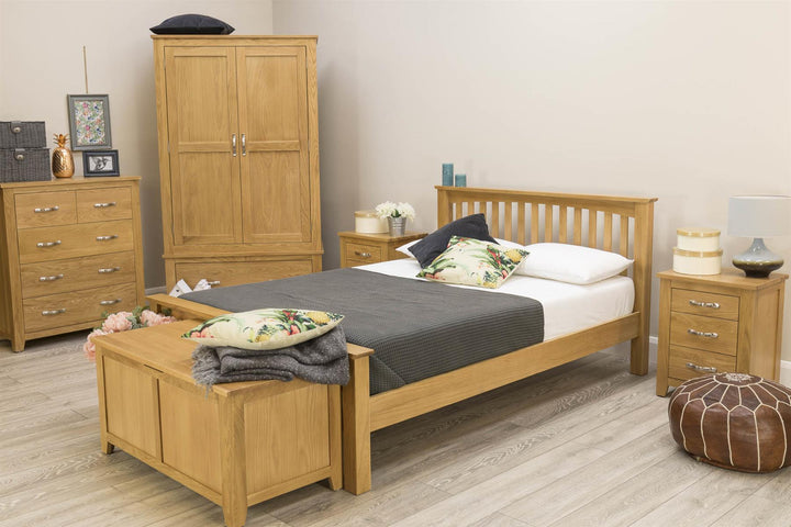 Boston Solid Natural Oak 1 Drawer Double Wardrobe - B GRADE - The Oak Bed Store