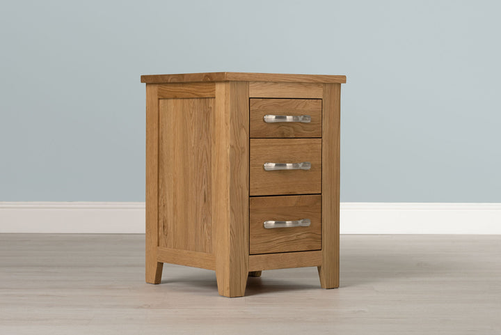 Boston Solid Natural Oak 2+1 Drawer Bedside Table - Narrow - The Oak Bed Store