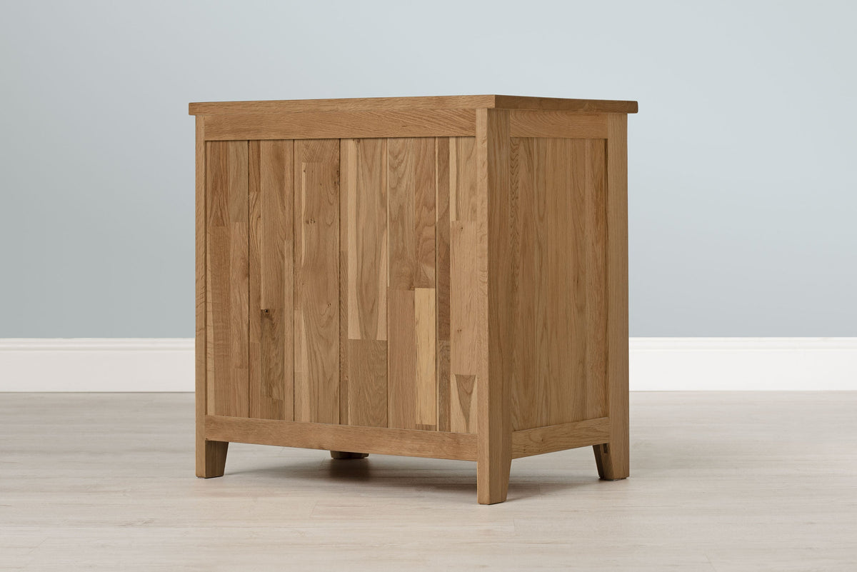 Boston Solid Natural Oak 2+1 Drawer Bedside Table - Wide - The Oak Bed Store