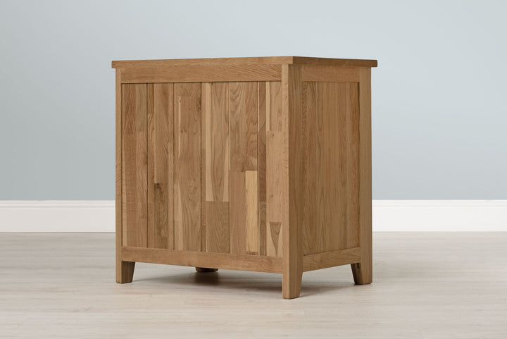 Boston Solid Natural Oak 2+1 Drawer Bedside Table - Wide - The Oak Bed Store