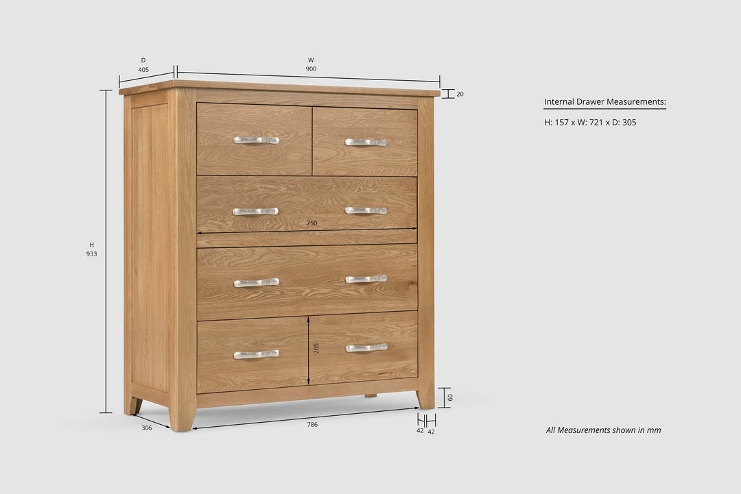 Boston Solid Natural Oak 4 Drawer Chest of Drawers - The Oak Bed Store