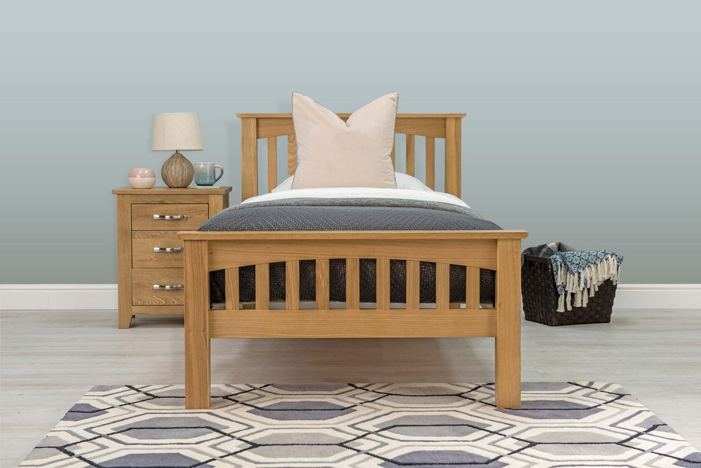 Boston Solid Natural Oak Bed Frame - 3ft Single - The Oak Bed Store