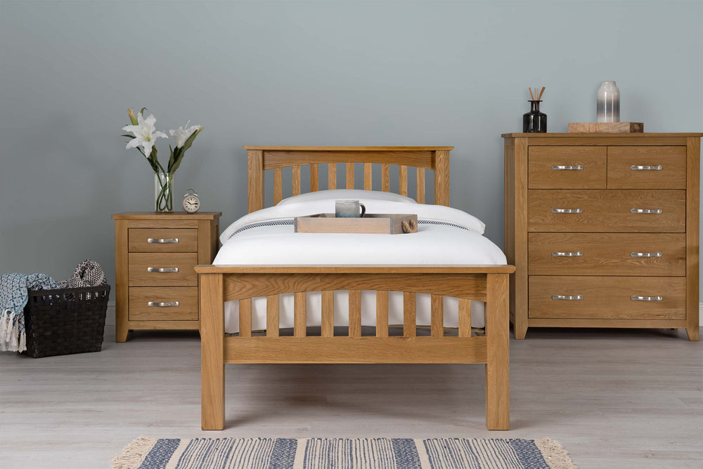 Boston Solid Natural Oak Bed Frame - 3ft Single - The Oak Bed Store