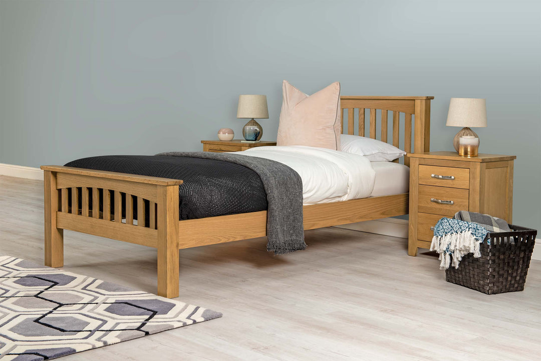 Boston Solid Natural Oak Bed Frame - 3ft Single - The Oak Bed Store