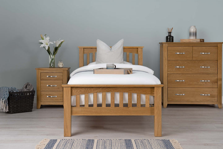 Boston Solid Natural Oak Bed Frame - 3ft Single - The Oak Bed Store