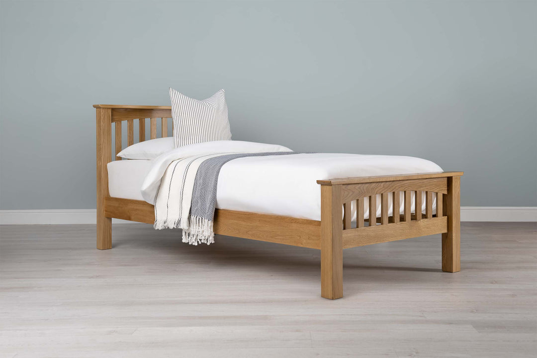 Boston Solid Natural Oak Bed Frame - 3ft Single - The Oak Bed Store