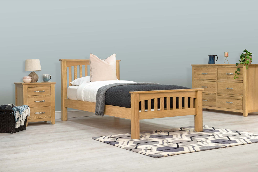 Boston Solid Natural Oak Bed Frame - 3ft Single - The Oak Bed Store