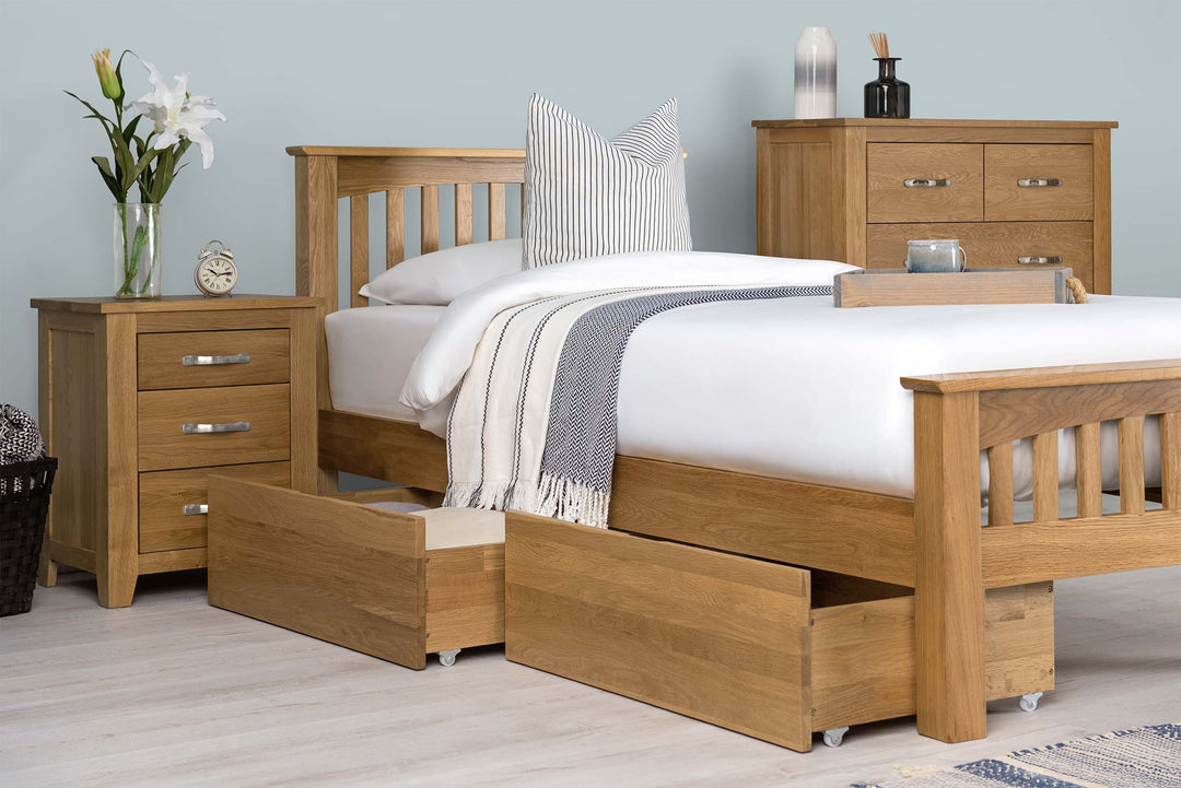 Boston Solid Natural Oak Bed Frame - 3ft Single - The Oak Bed Store