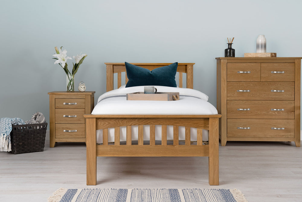 Boston Solid Natural Oak Bed Frame - 3ft Single - The Oak Bed Store