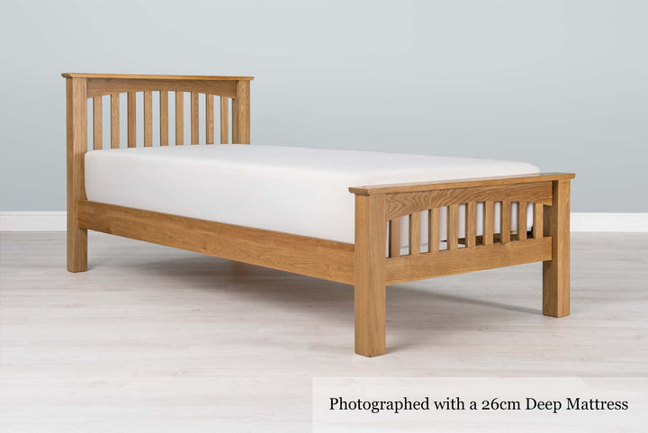 Boston Solid Natural Oak Bed Frame - 3ft Single - The Oak Bed Store
