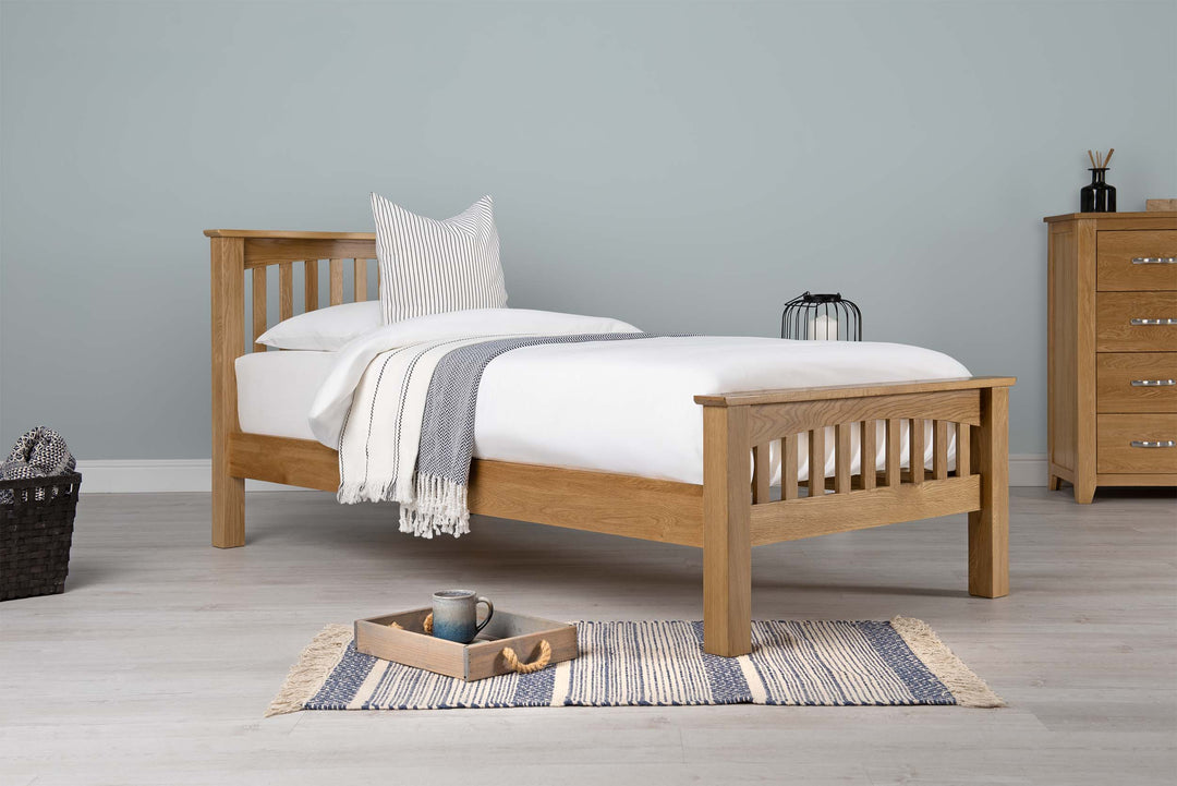 Boston Solid Natural Oak Bed Frame - 3ft Single - The Oak Bed Store