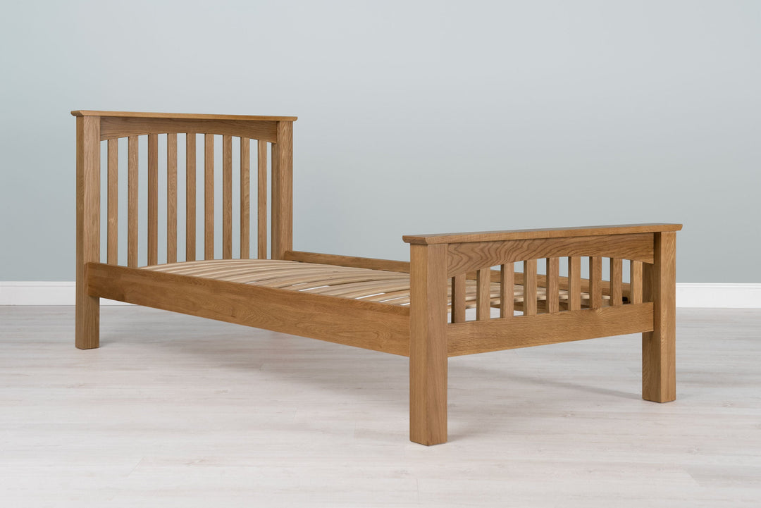 Boston Solid Natural Oak Bed Frame - 3ft Single - The Oak Bed Store