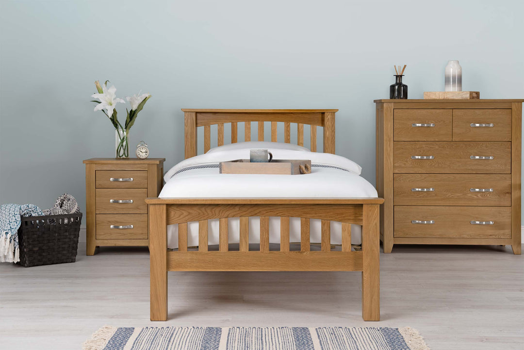 Boston Solid Natural Oak Bed Frame - 3ft Single - The Oak Bed Store