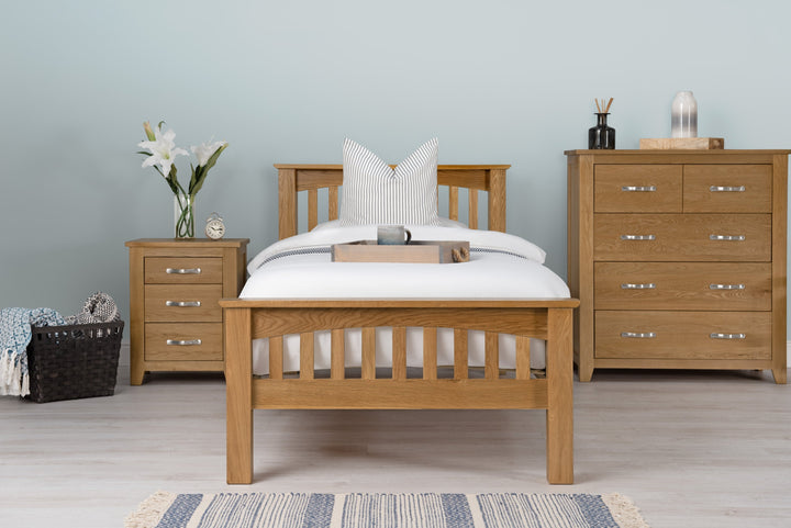 Boston Solid Natural Oak Bed Frame - 3ft Single - The Oak Bed Store