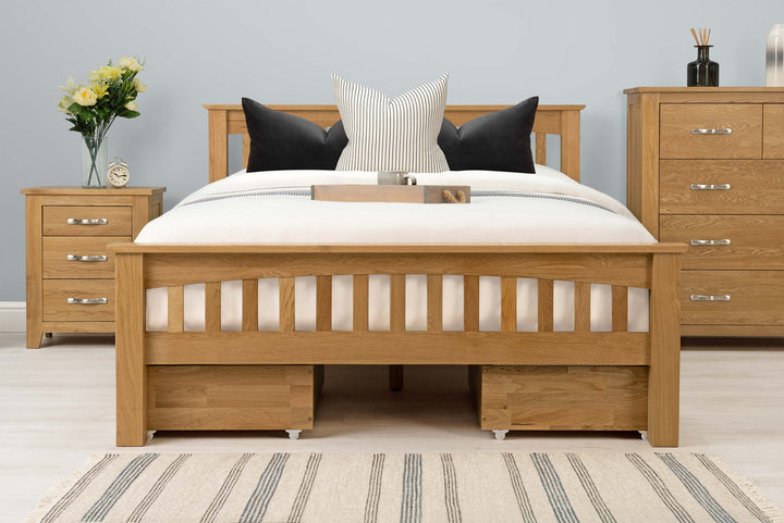Boston Solid Natural Oak Bed Frame - 4ft Small Double - The Oak Bed Store
