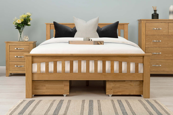 Boston Solid Natural Oak Bed Frame - 4ft Small Double - The Oak Bed Store