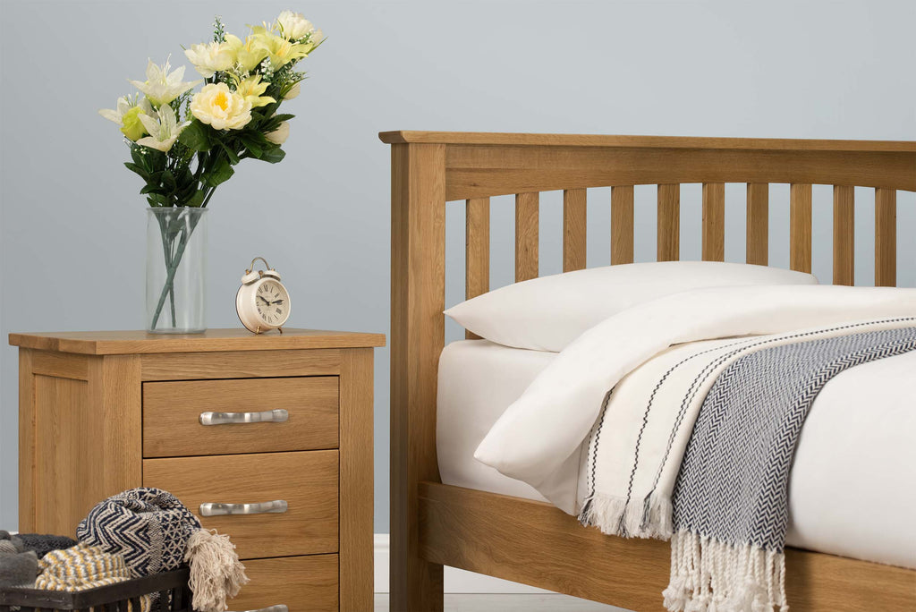 Boston Solid Natural Oak Bed Frame - 4ft6 Double - The Oak Bed Store