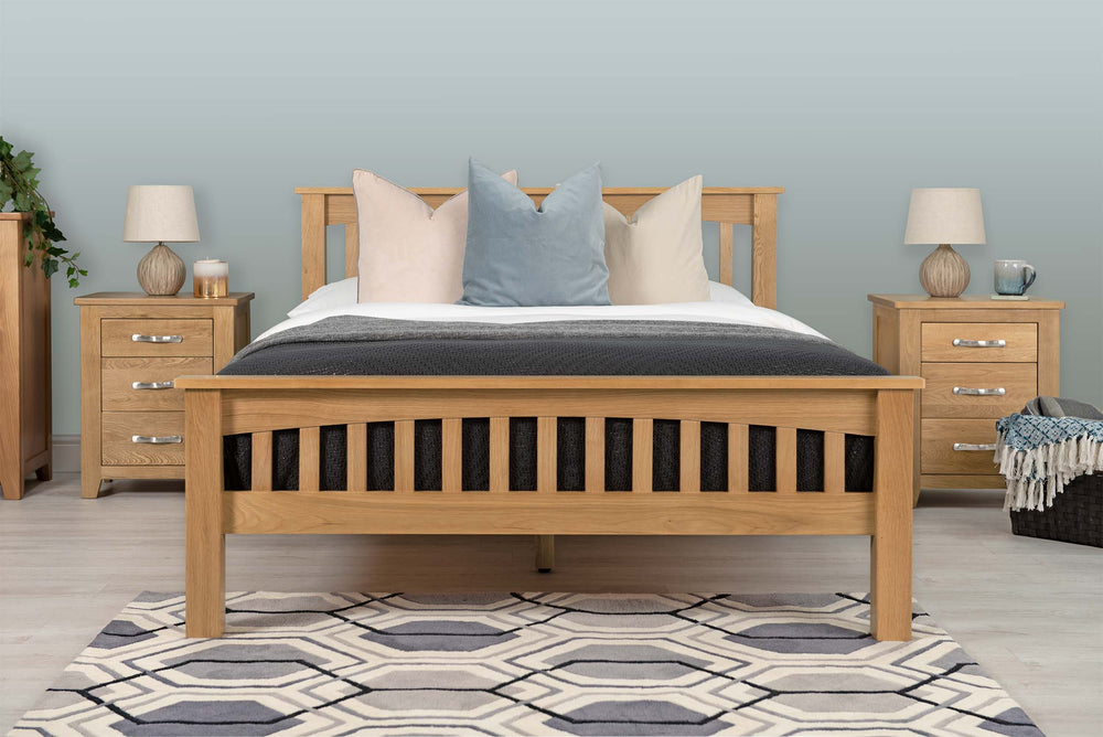 Boston Solid Natural Oak Bed Frame - 4ft6 Double - The Oak Bed Store