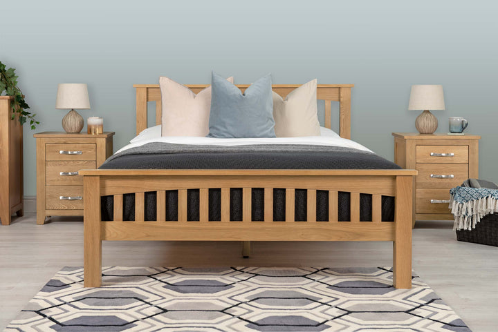 Boston Solid Natural Oak Bed Frame - 4ft6 Double - The Oak Bed Store