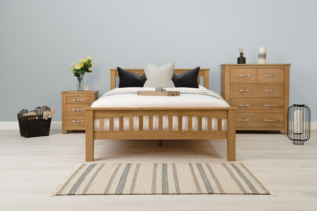 Boston Solid Natural Oak Bed Frame - 4ft6 Double - The Oak Bed Store